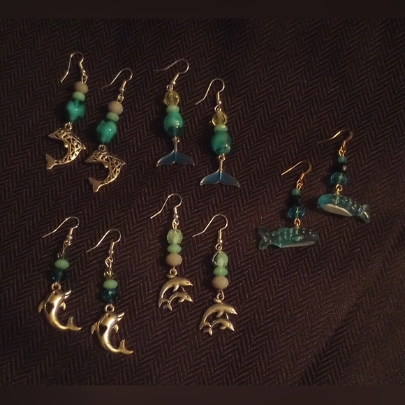 Uranium Glass Beaded Earrings Silver Charms Vintage Beads Black Light Glow - Picture 9 of 10